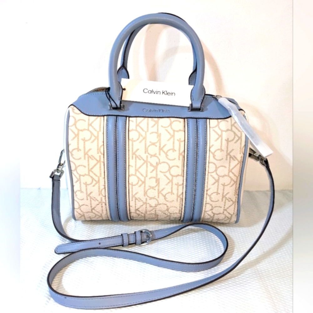 CALVIN KLEIN Blake Satchel Robins Egg Blue Handbag NEW 👜 Crossbody Strap